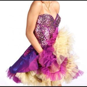 Jovani Purple and Gold Party Dress